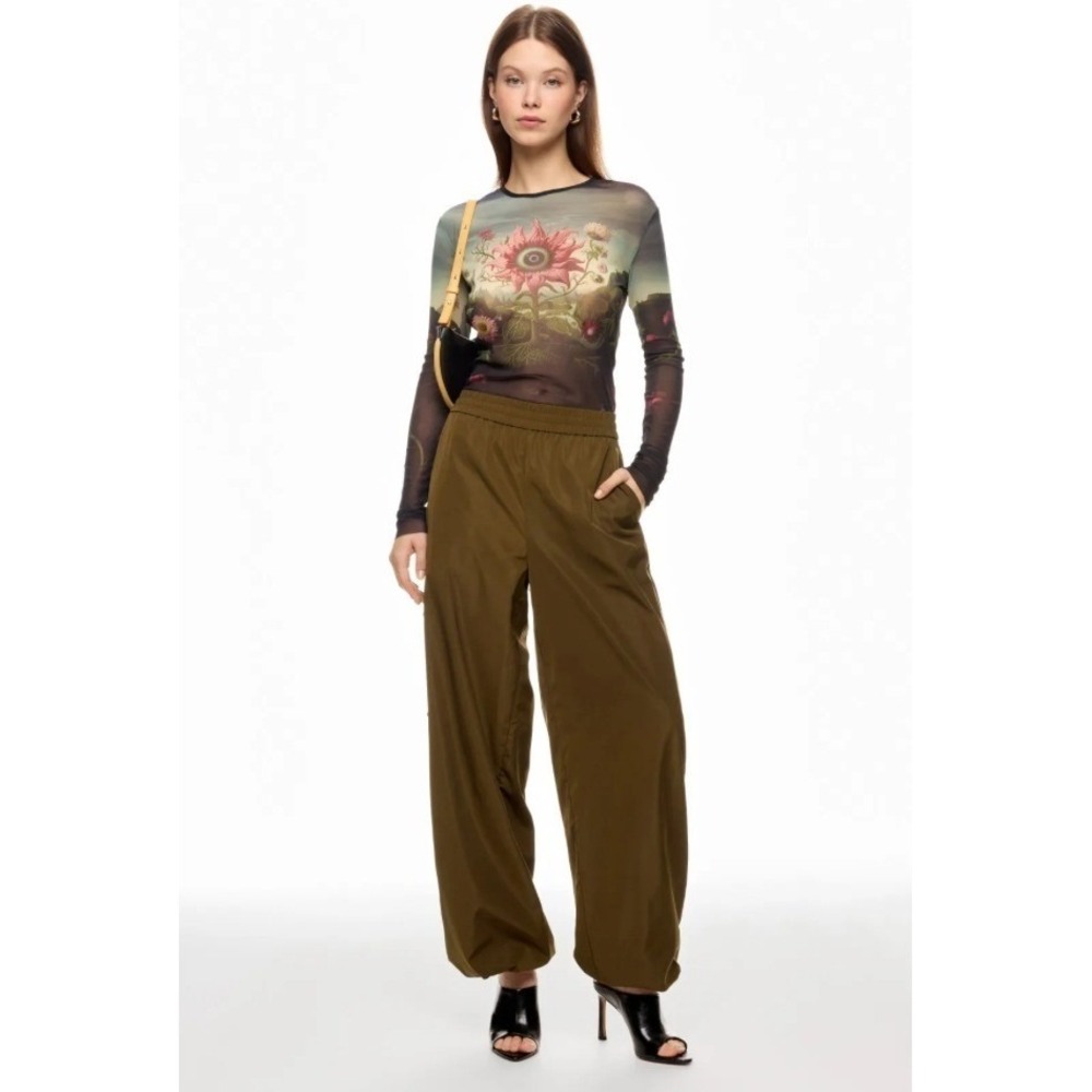 Monse Rose‎ Printed Mesh Top Long Sleeve Mesh Surrealist Sheer Long Sleeve Sz L - Picture 4 of 16